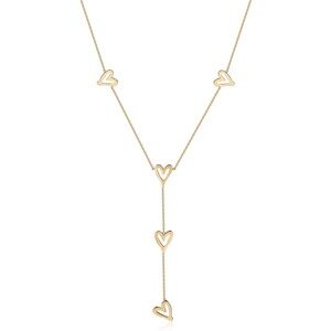 Open Heart Station Gold-Plated Lariat Necklace by La Enovesé